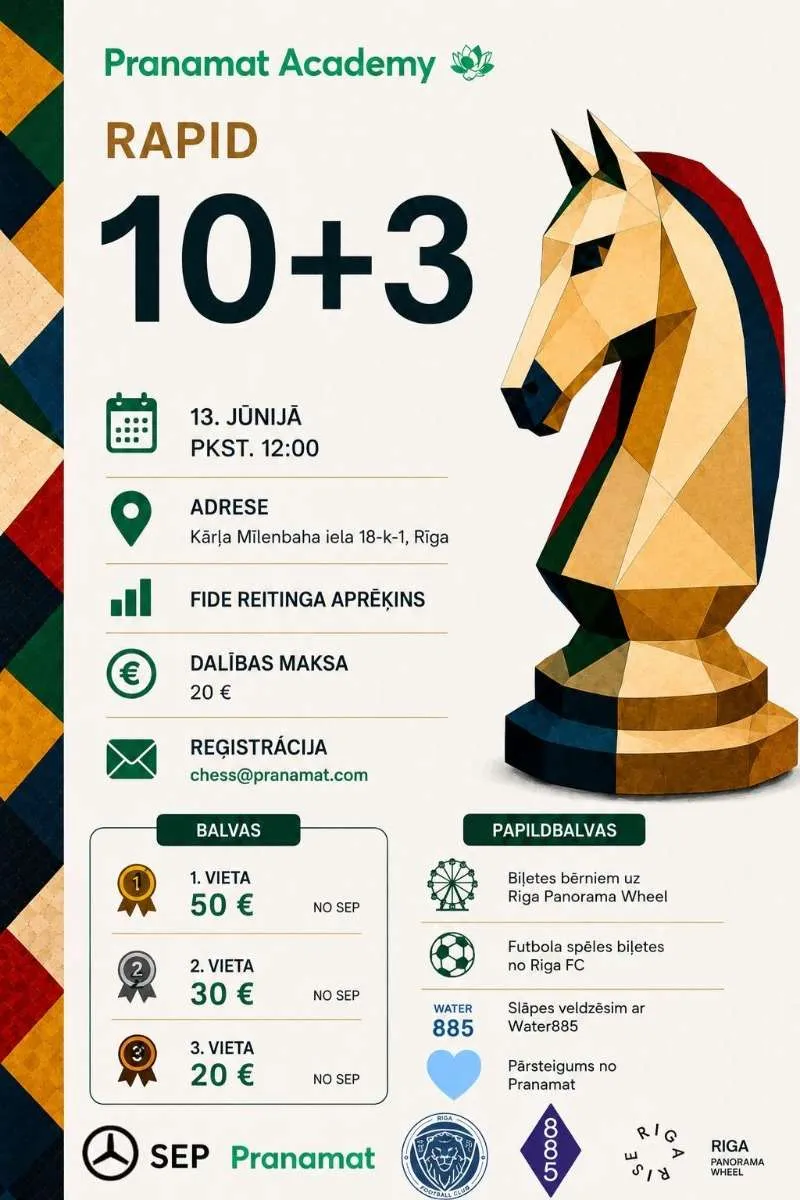 Uzspēlē šahu un pavadi Latvijas labākos uz Pasaules čempionātiem Gruzijā un Itālijā!